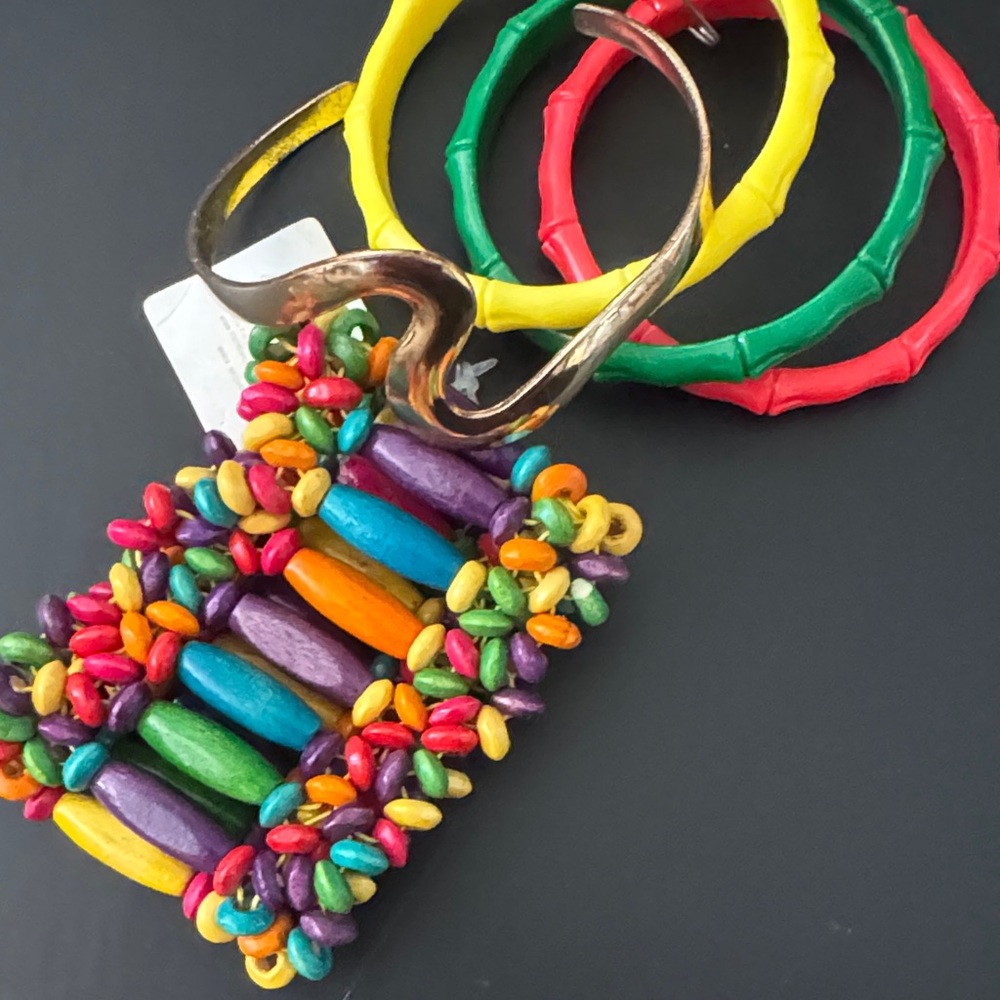 Colorful Beaded Bracelet gold arm band rasta bangles Set
